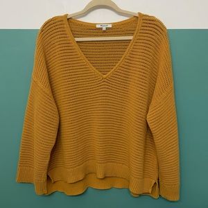 Madewell Seville Fisherman Knit Pullover Sweater Size XL Mustard